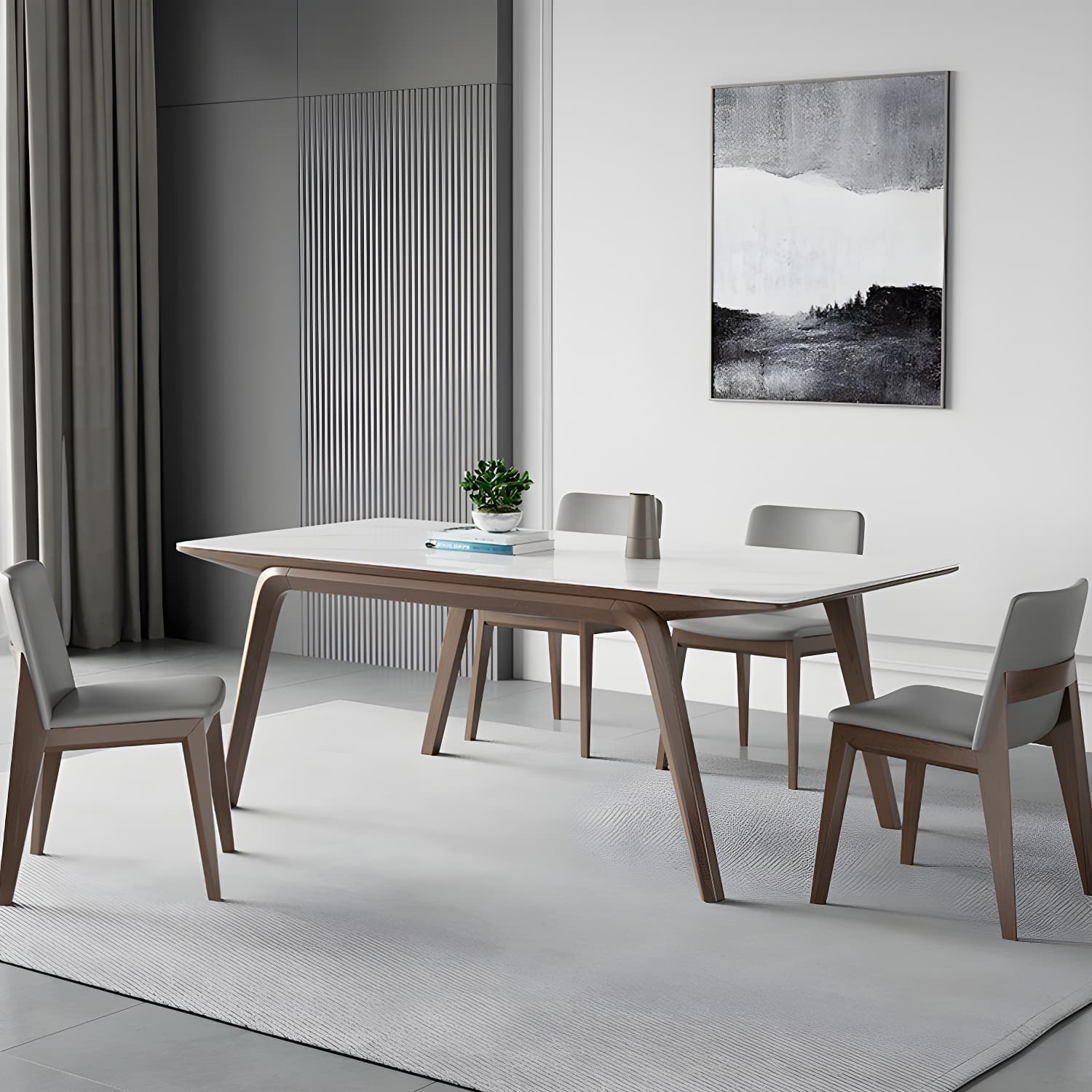 Designer Style Sintered Stone Top Dining Set Rectangle 1/3/4/5/7 Pieces Dining Table Set