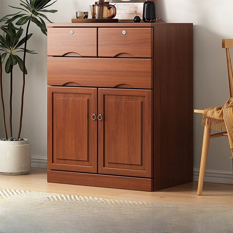 Modern Solid Wood Combo Dresser with Shelves, Drawers, and Cabinet Storage