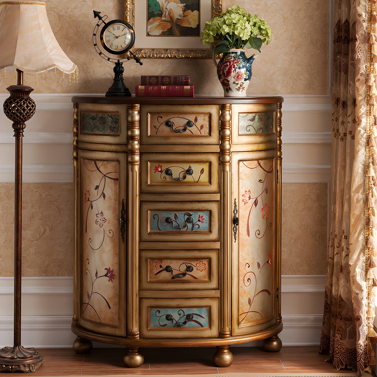 Industrial Distressed Wood Storage Cabinet 2 Doors Rectangle Accent Cabinet - image 9