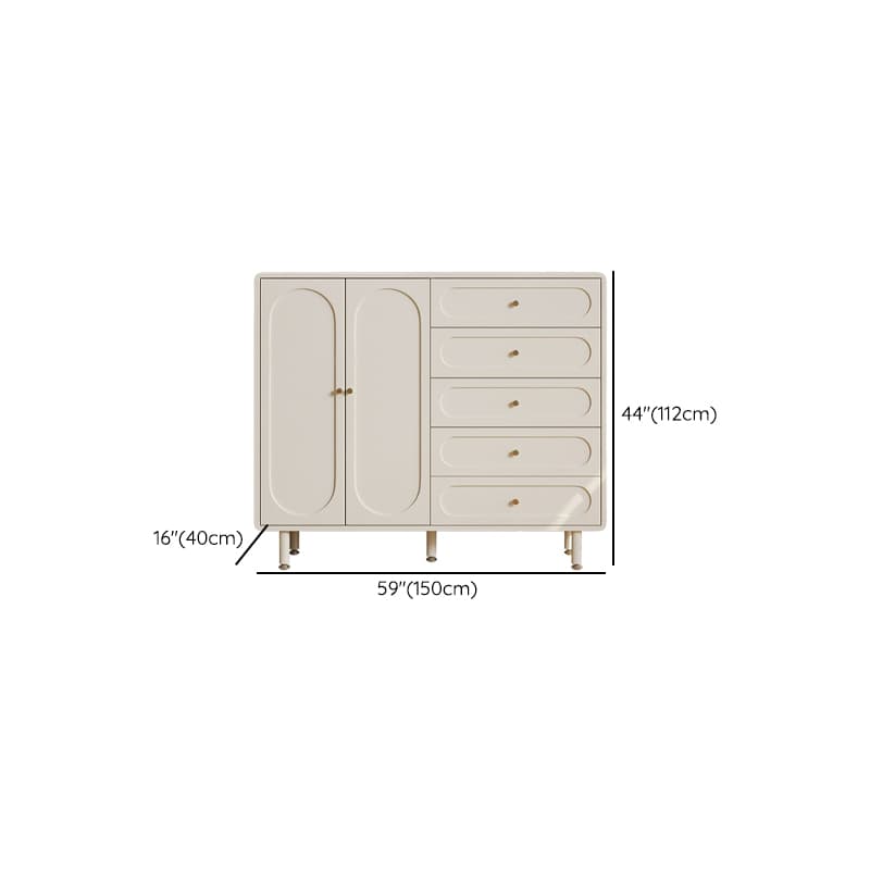 Chalk Modish Composite Wood Console Dresser with 5 Drawers and Hutch, 3 Interior Shelves, Horizontal - image 16