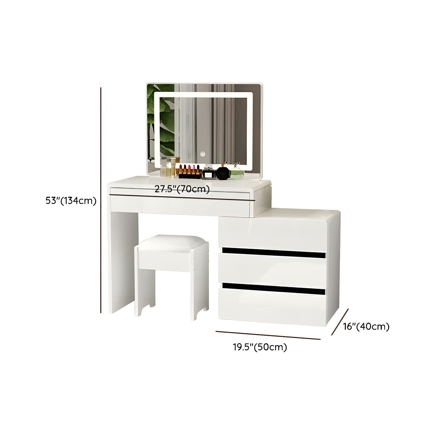 Modern 48'' White Wood Makeup Vanity & Stools with Drawers Self Close or Reserve Installation - image 21