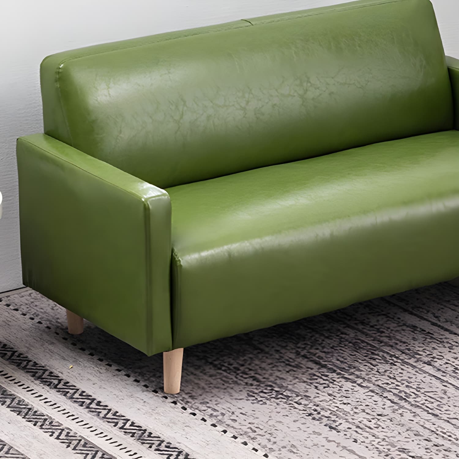 Scandinavian Tuxedo Arm Sofa with Tight Back 27.16" High Faux Leather - image 20