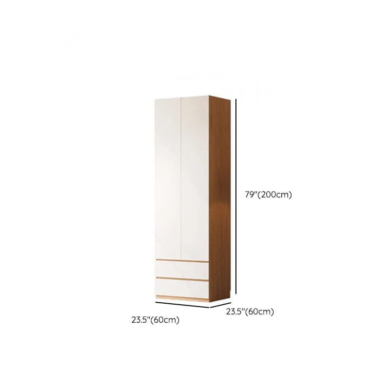 White Minimalist Manufactured Wood Wardrobe Closet with Soft Close Drawer, Soft Close Door, Interior Shelves, and Clothing Rod - image 16