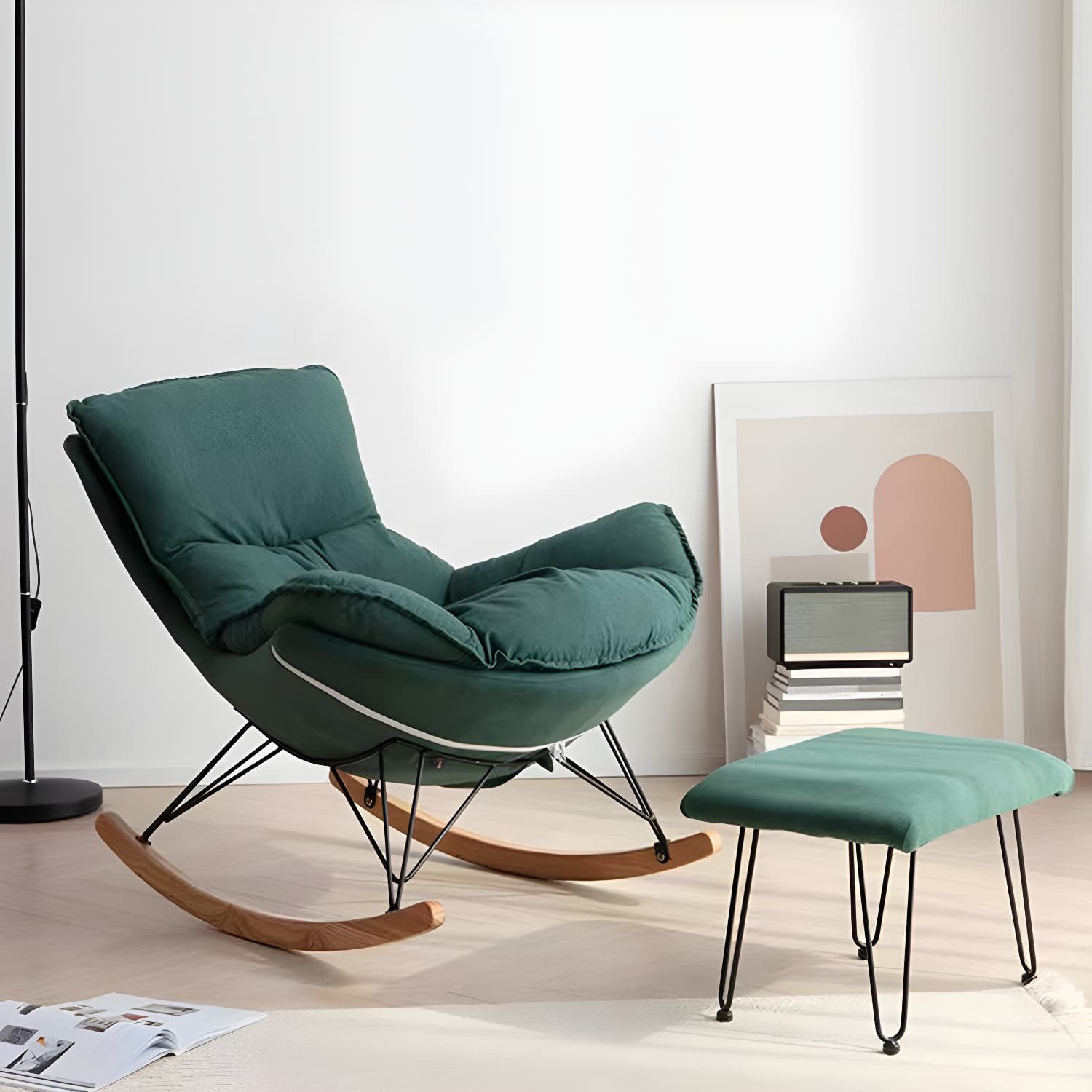 Modern Single Lazy Rocking Chair Indoor Sofa Rocking Chair with Cushion - image 5