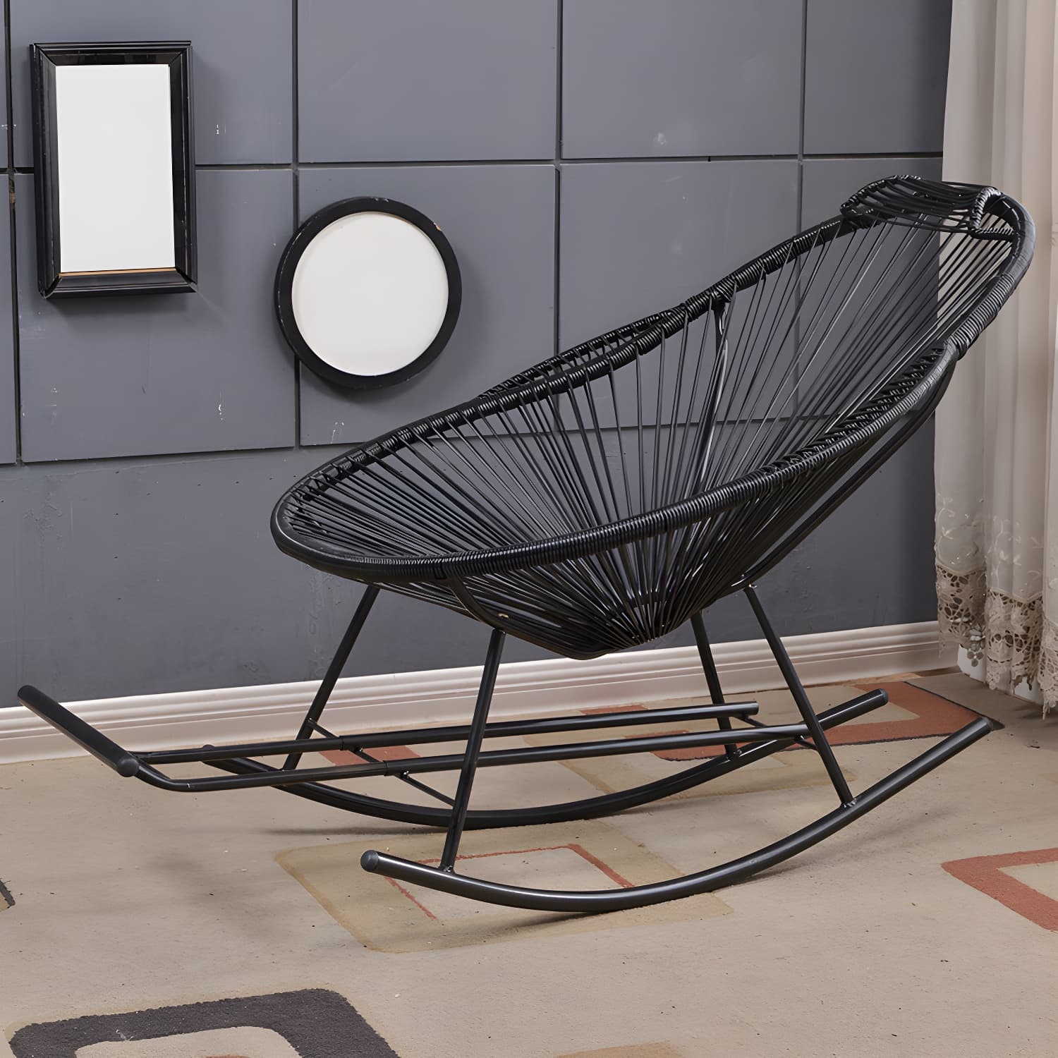 Modern Minimalist Rocker Chair Metal Frame Spindle Rocker Chair for Home - image 7
