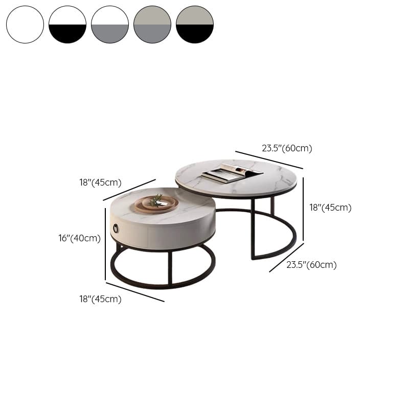 Nested Orbicular Board Game Coffee Table with Framework Base for Foyer Use - image 19