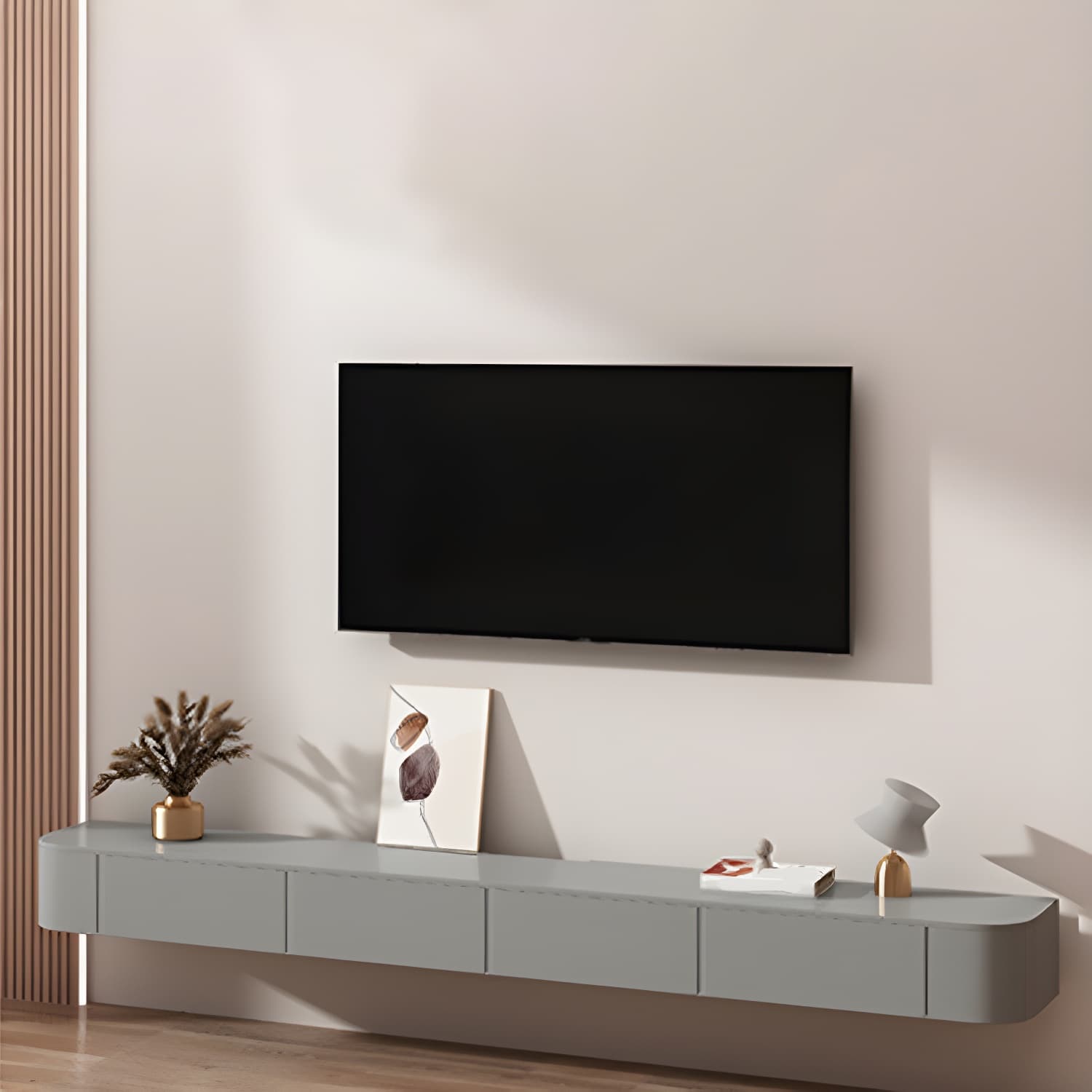 Contemporary Wall Mount TV Console with Wooden Drawer for Living Room - image 16