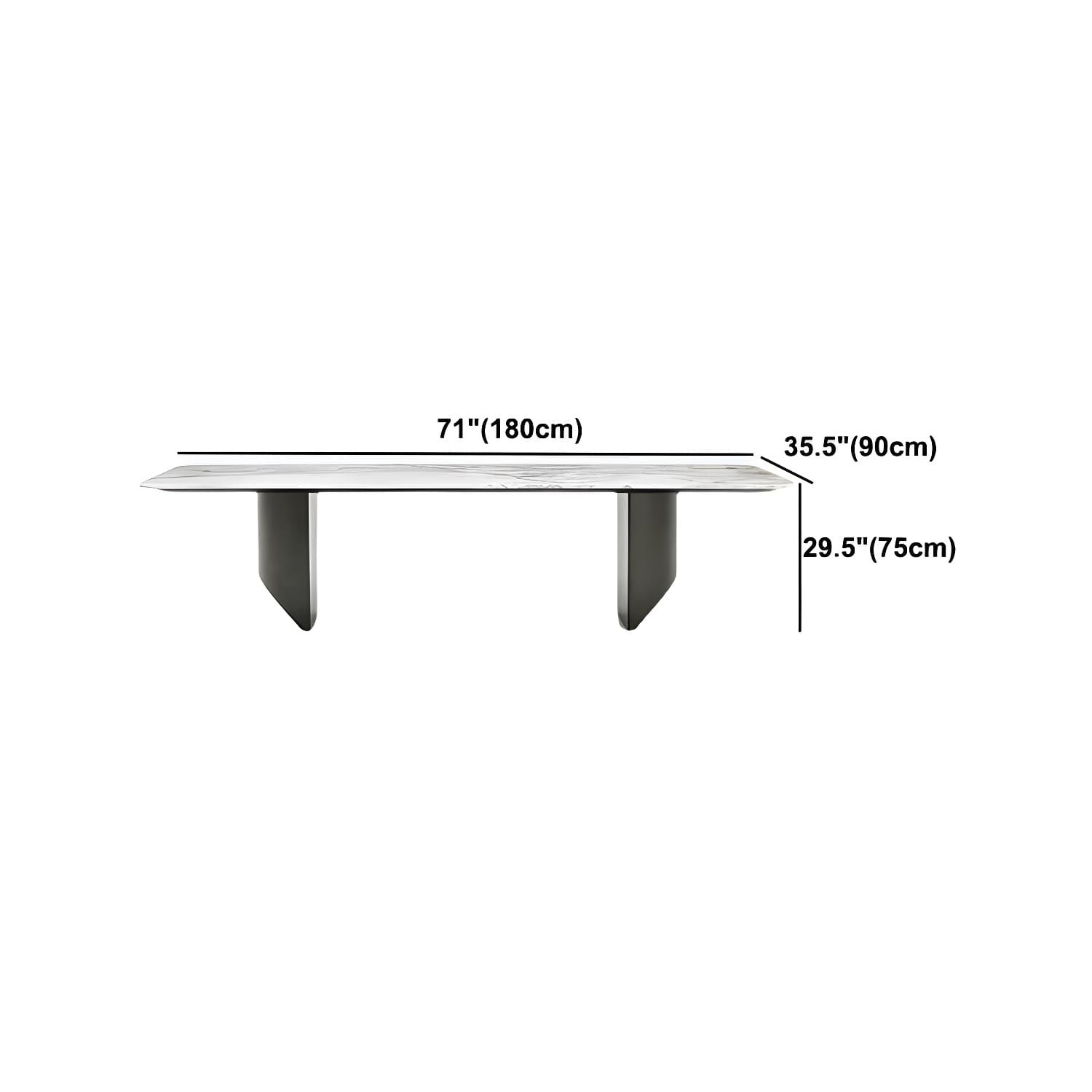 Rectangle Dining Table Sintered Stone Top Modern White Table with Black Legs - image 17