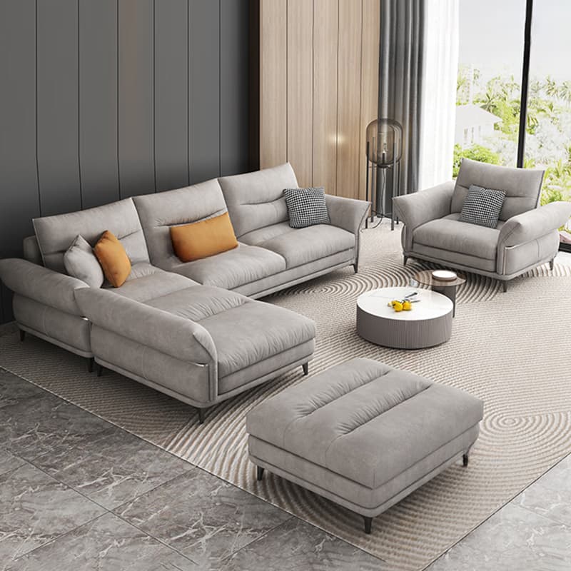 L-Shape/Straight Reversible/Horizontal Sofa Chaise/Sofa with Natural Wood Frame for Seats 5