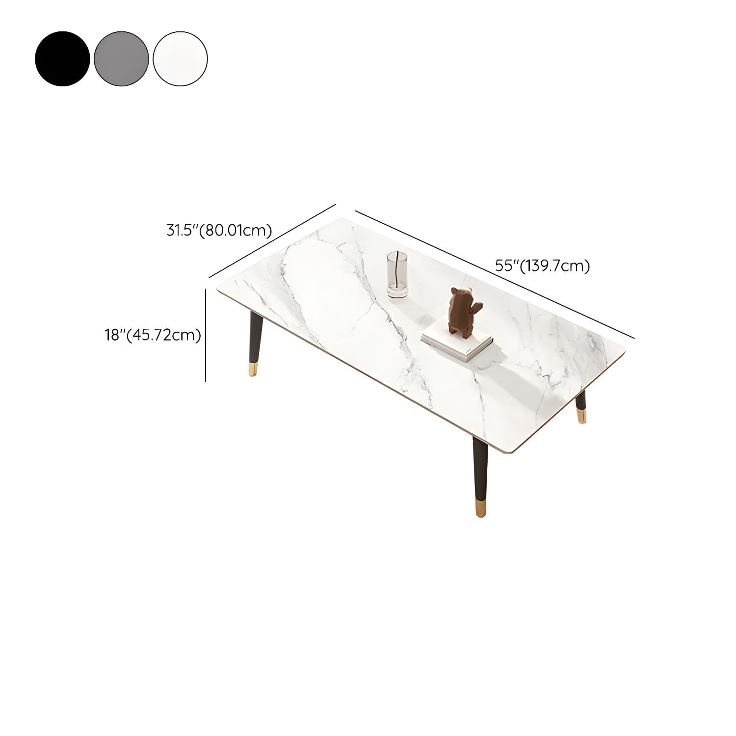 4 Legs Single Coffee Table Modern Slate Rectangular Coffee Table - image 15