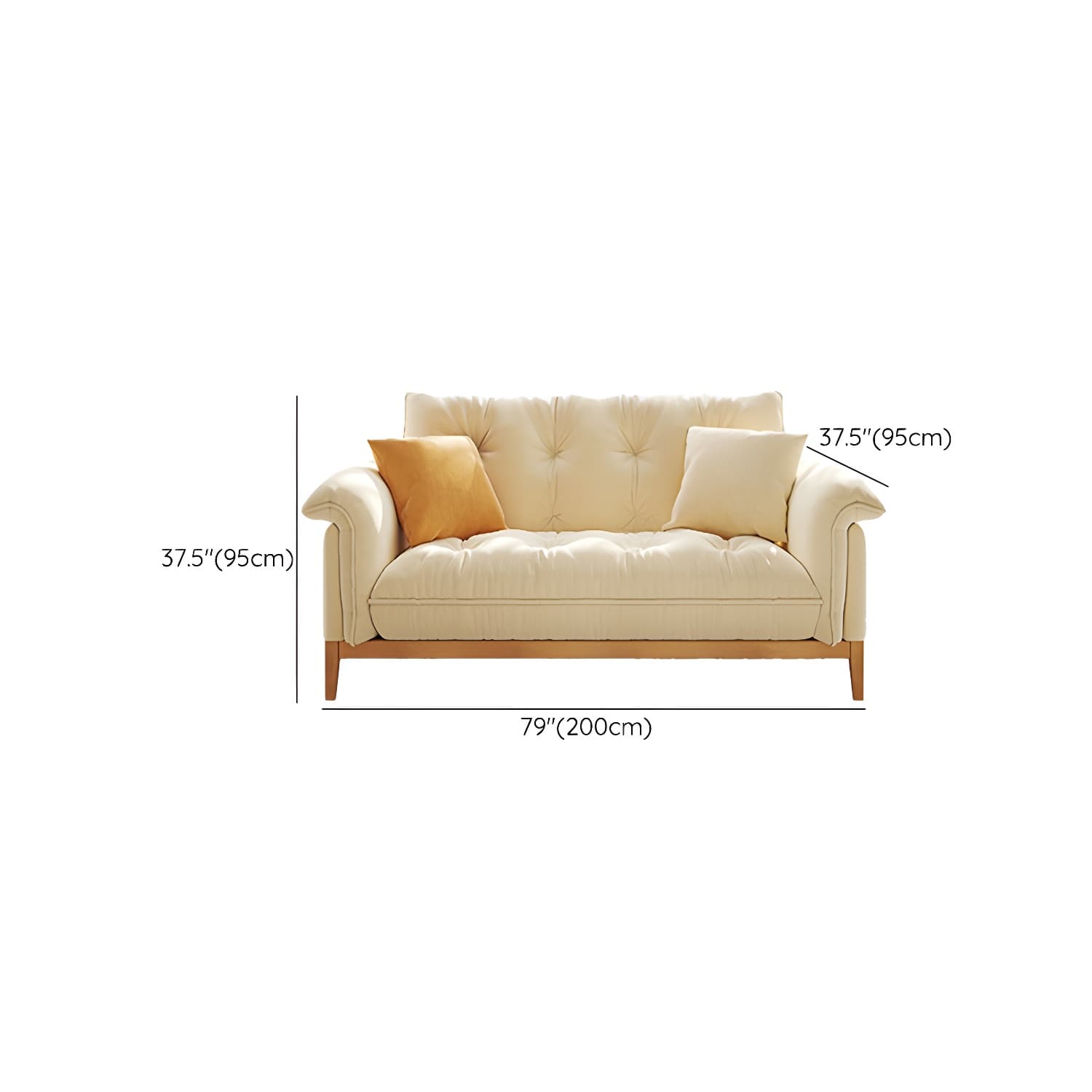 Beige Scandinavian Tufted Sectional Sofa with Wood Frame and Pillow Top Arm - image 13