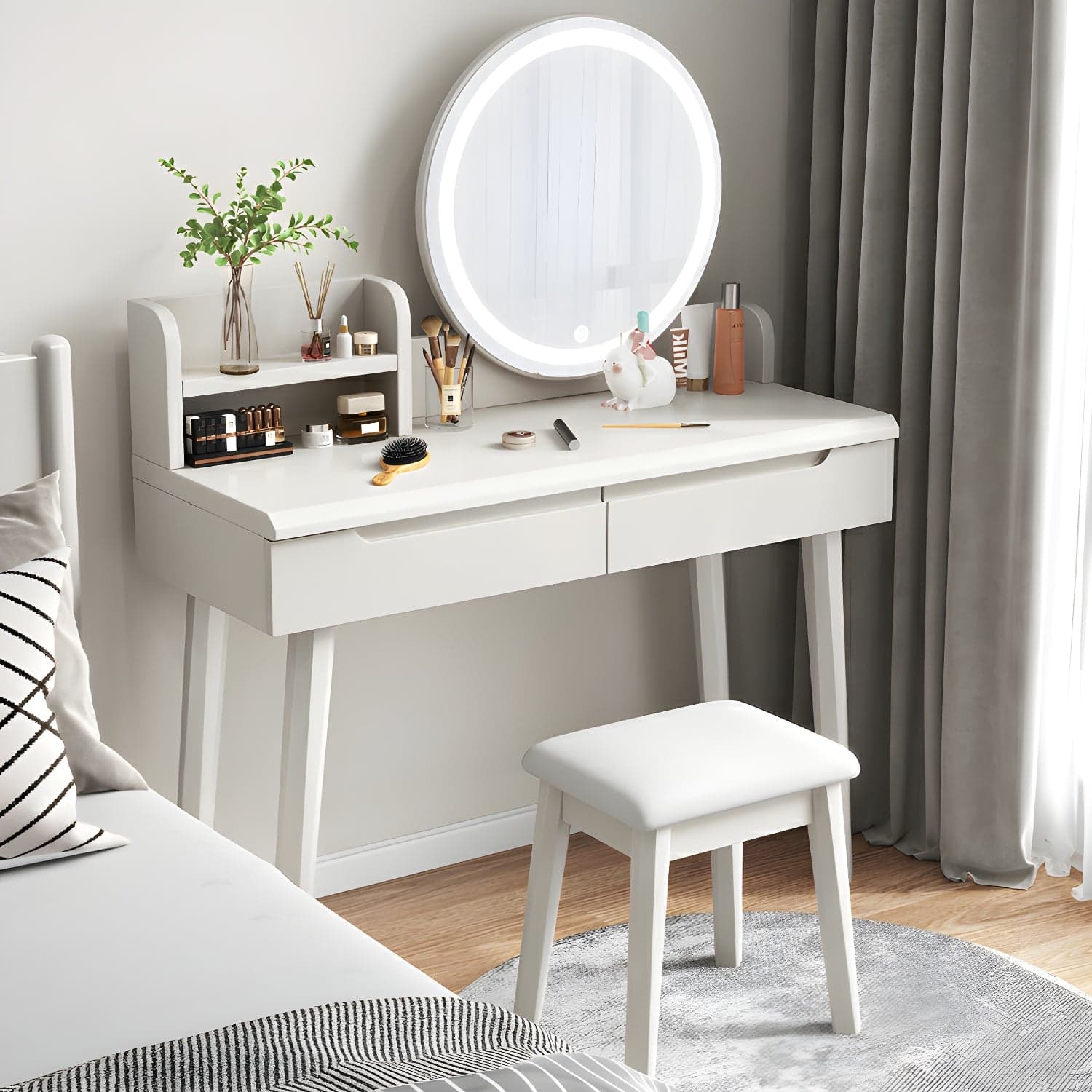 Light Wood/Bleached Wood/Gray Wood Sleeping Room 2 Drawers Lighting System with Tabletop Storage - image 4