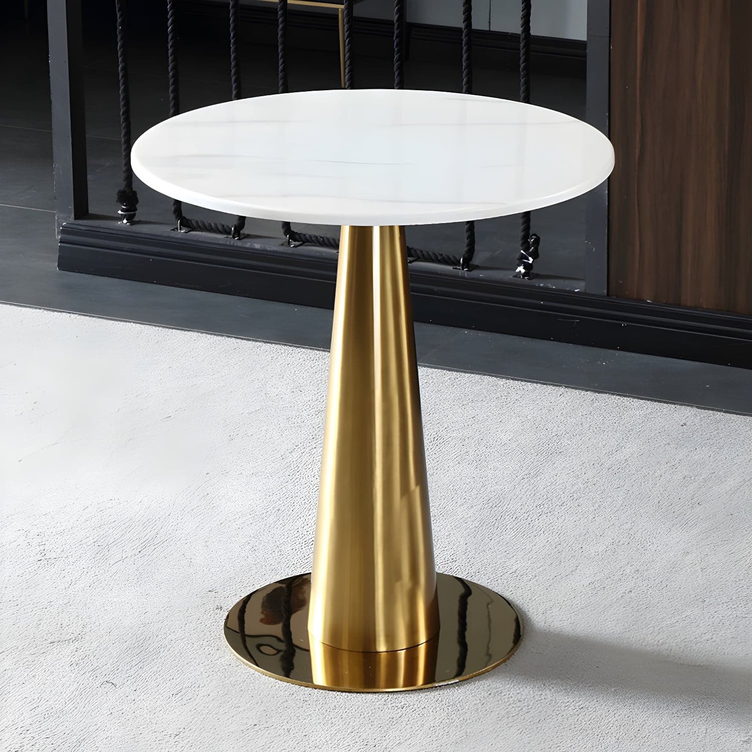 Metal Traditional Luxury Round Table Marble Top Indoor Table with Pedestal - image 8