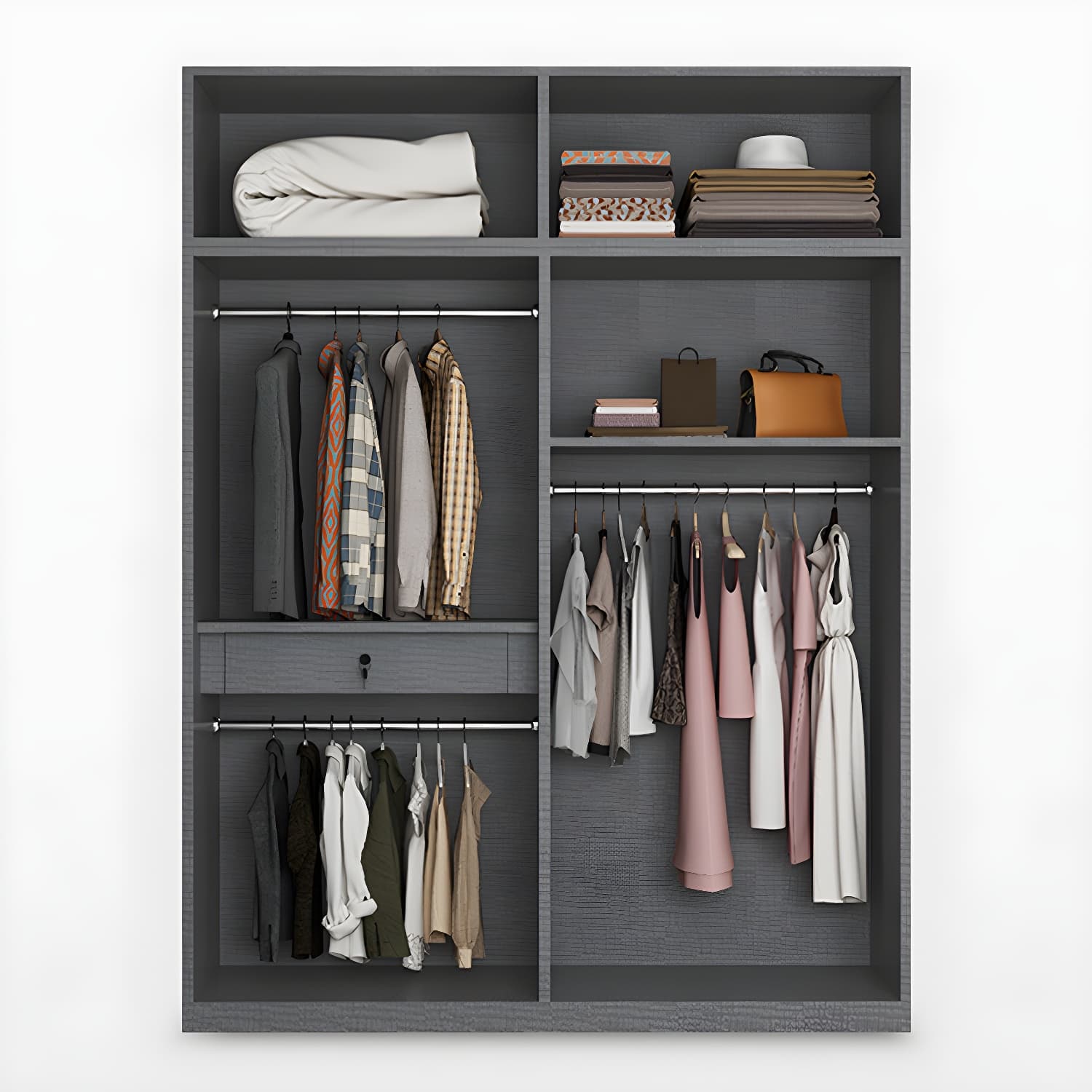 Modern Style Wooden Wardrobe Soft Close Door Wardrobe Closet with Drawer - image 9