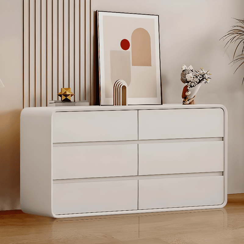 Art Deco Horizontal Console Dresser in Natural Wood with 6/8 Drawers - image 4