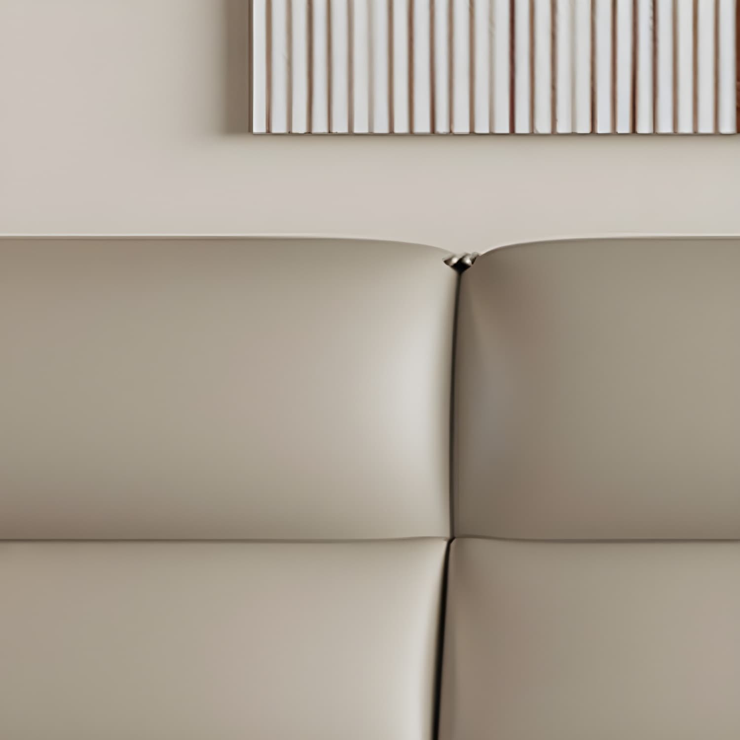 Modern Beige Leather Stationary Sectional Sofa with Pine Wood Frame - image 3