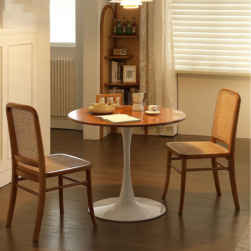 Modern Round Fixed Table Rubber Solid Wood Standard Height Dining Table for Seats 2 - image 10