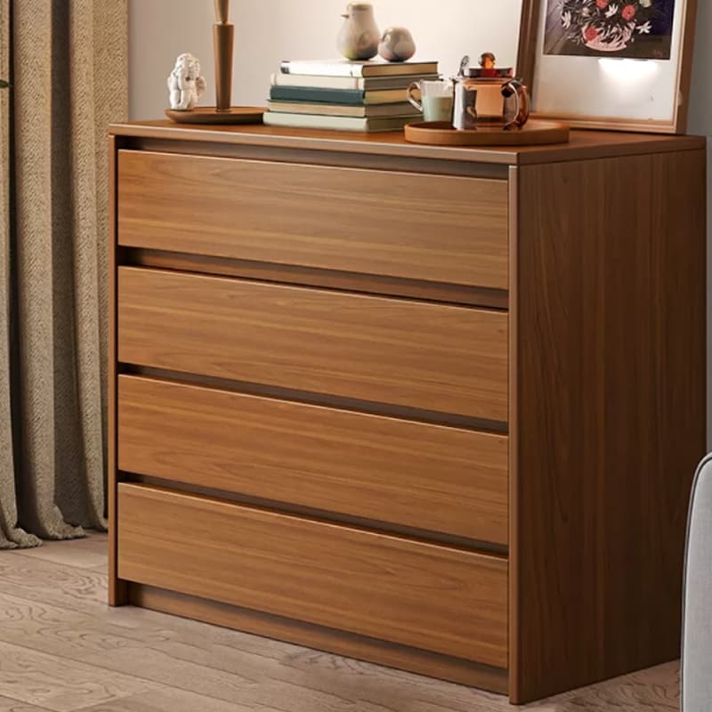 Elegant Brown Wood Double Dresser with Drawers, Modern Style