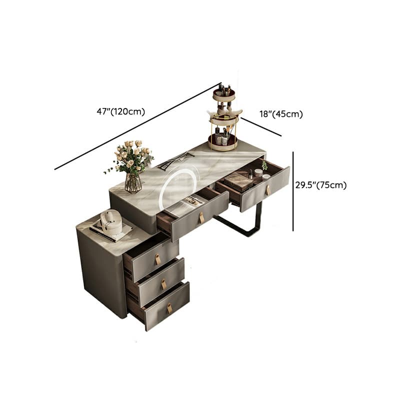 Contemporary 5-Drawer Wood Frame Slate Top Makeup Vanity Desk Table in Gray - image 12