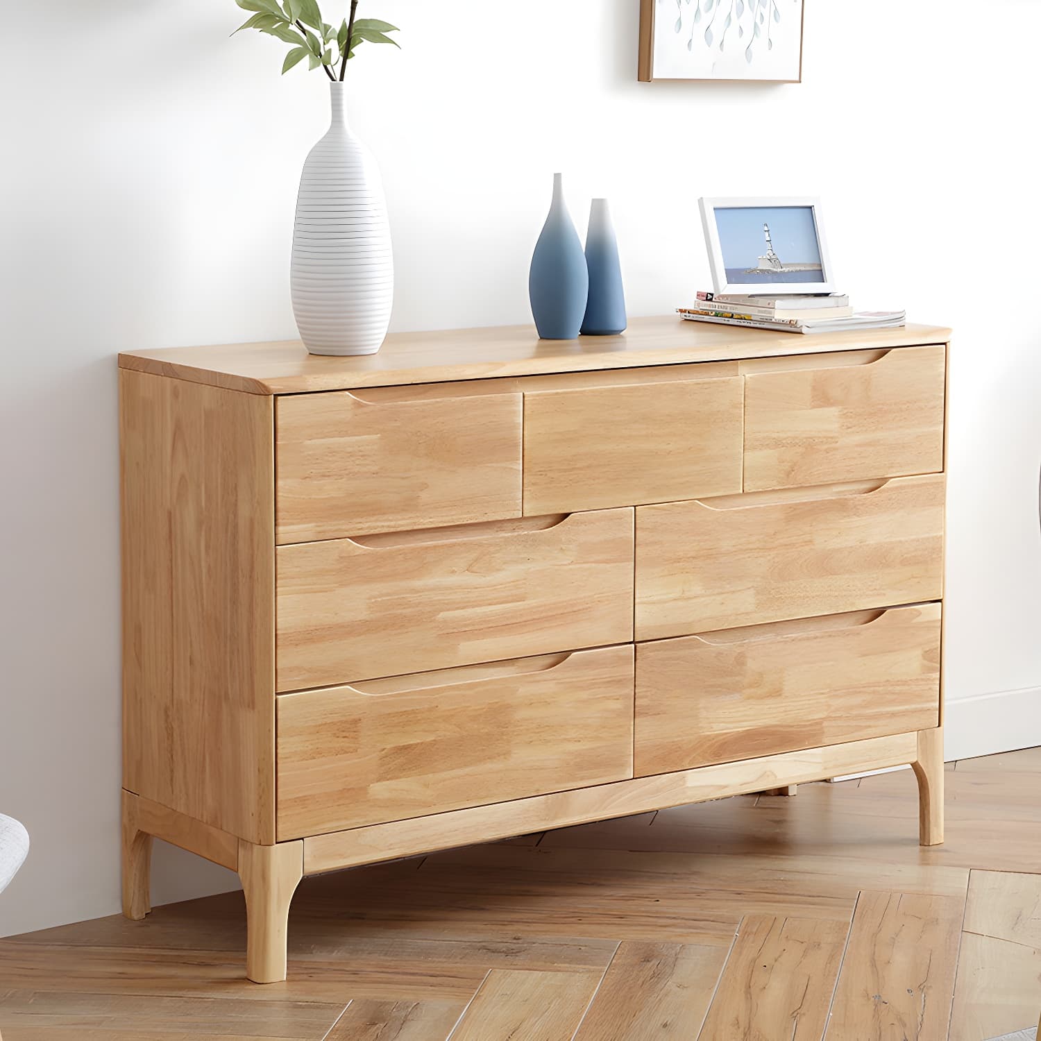 Rectangular Rubberwood Chest Mid-Century Modern Accent Chest - image 12