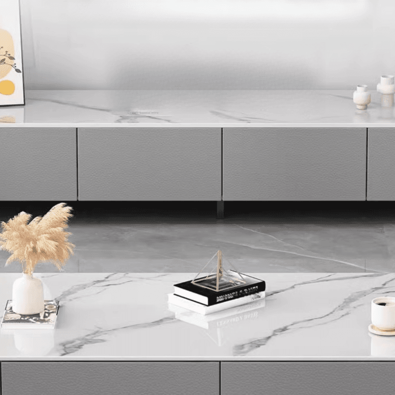 Rectangular Glass TV Stand with 3-Drawer in an Art Deco Style - image 6