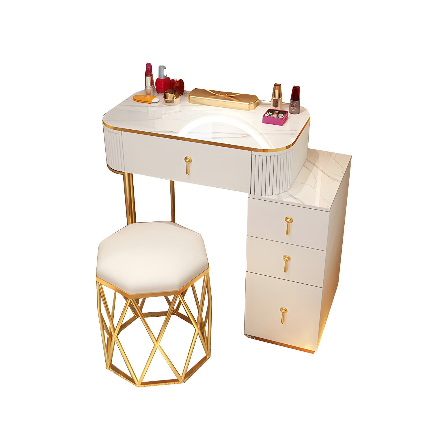 Removable Makeup Counter Bedroom Vanity Dressing Table with Lighted Mirror - image 13