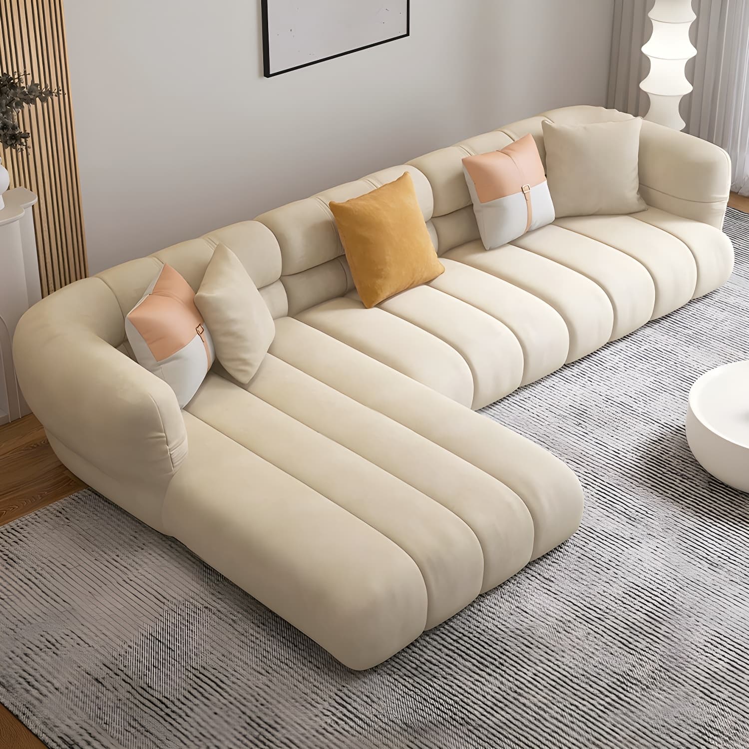 Stylish Beige L-Shape Sectional Sofa Chaise with Storage Included - image 3