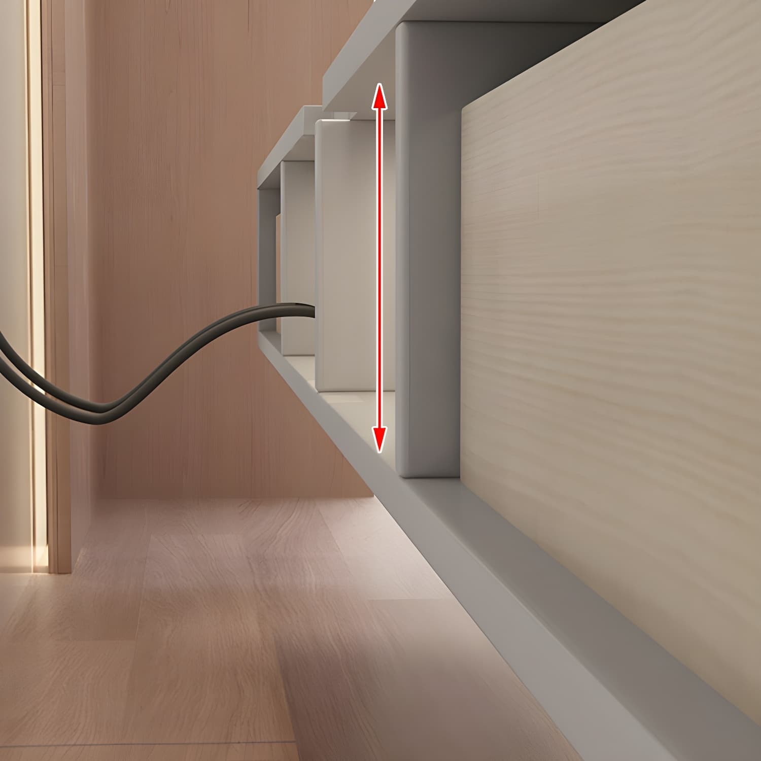 Contemporary Wall-Mounted TV Media Console with Cable Management - image 9