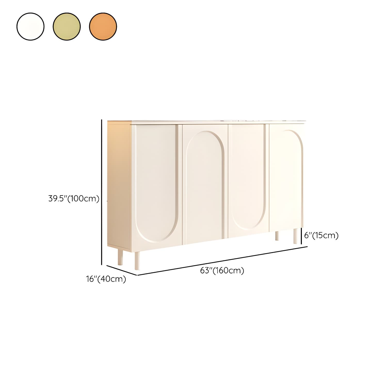 Scandinavian Wood Buffet Sideboard Cabinet with Stone Countertop Shelves Included - image 19