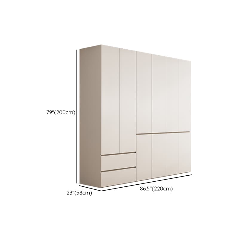 White Minimalist Manufactured Wood Wardrobe Closet with 2 Drawers, Soft Close Door, Interior Shelves, and Clothing Rod - image 22