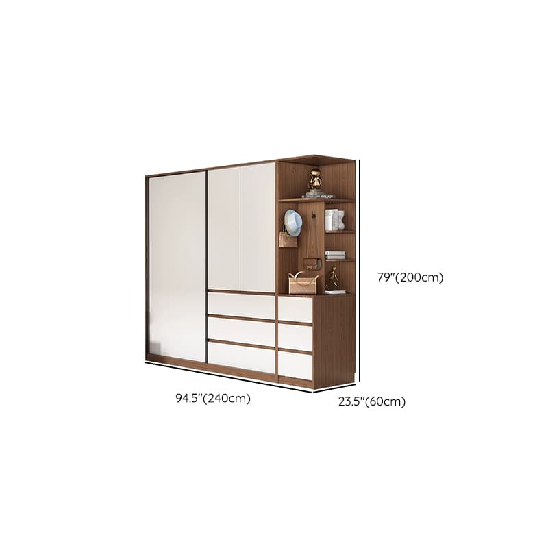 3-Door Scandinavian Soft-Close Drawers Wooden 3-Door Wardrobe Armoire 23.62 inch - image 26