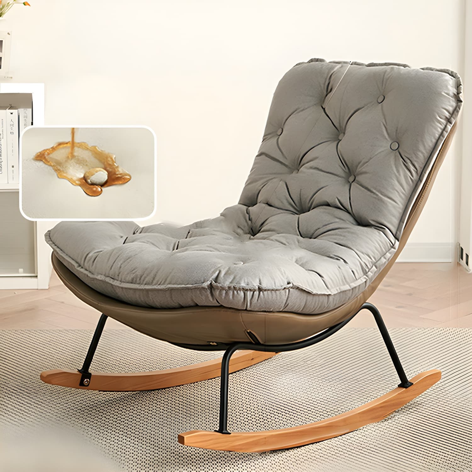 41" Wide Upholstered Button-Tufted Rocking Accent Chair with Legs