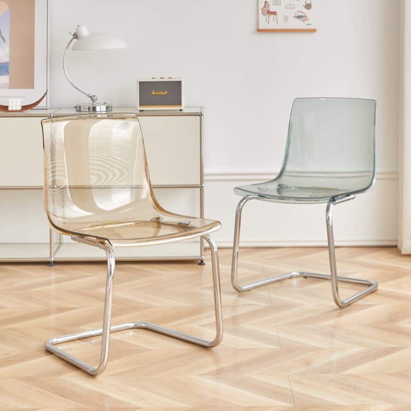 Art Deco Home Side Chair with Solid Back Panel, Metallic Metal Legs - image 9
