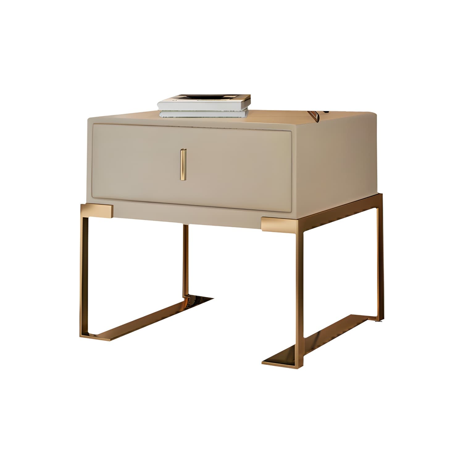 Faux Leather Nightstand 1-Drawer 21 Inch Tall Modern Legs Included Night Table - image 27