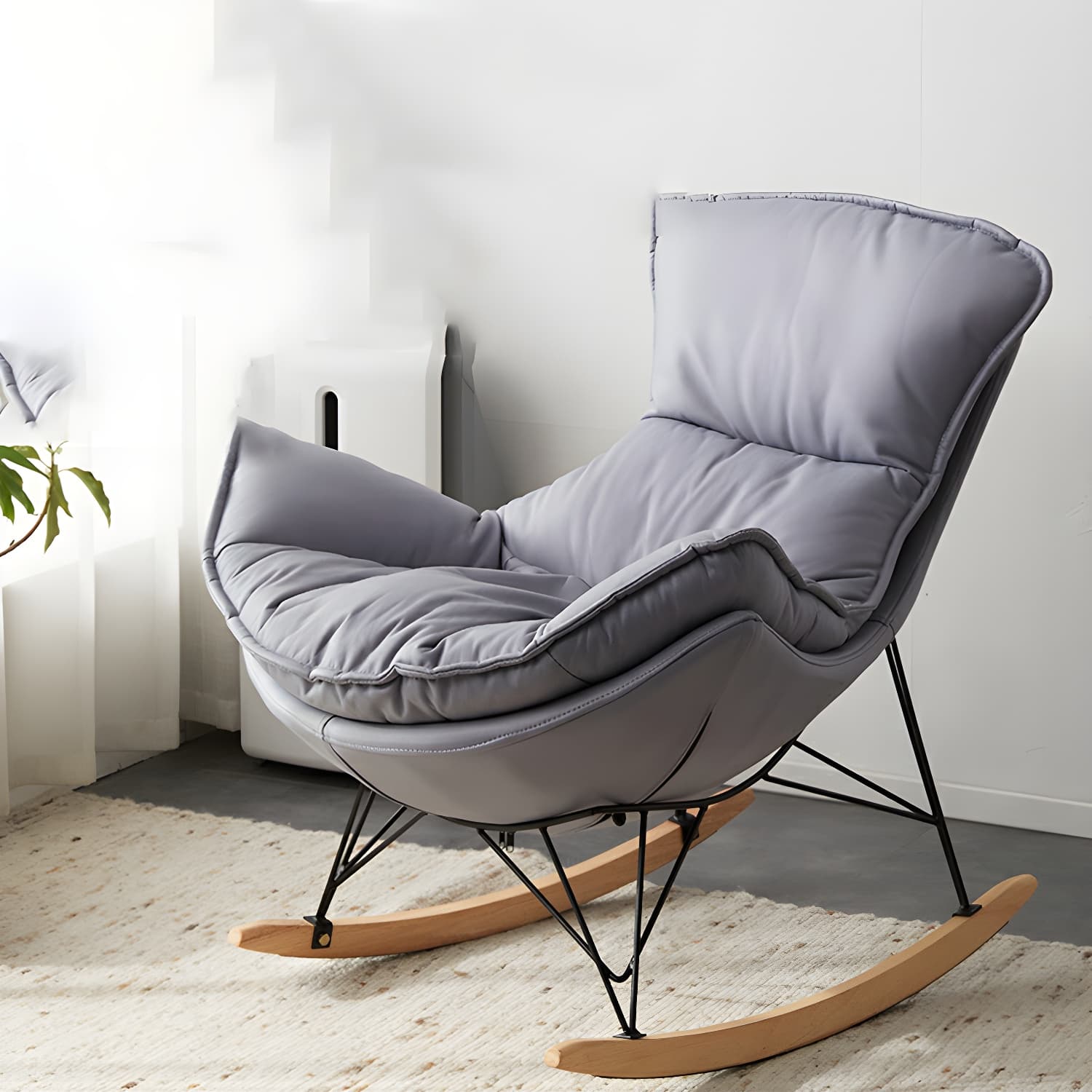 36" Wide Upholstered Removable Rocking Accent Chair with Light Legs