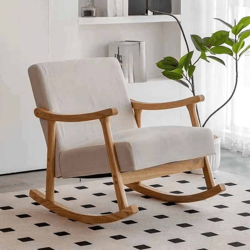 Modern Simple Style Wood Rocking Chair Couch with Cushioned Track Arm - image 12