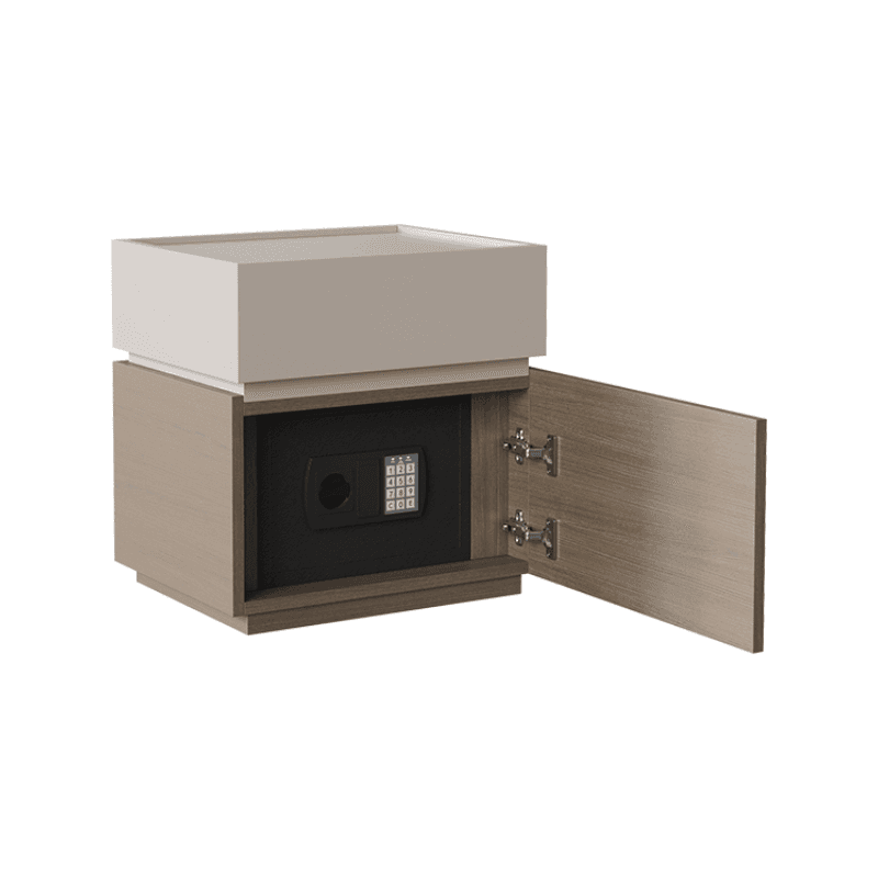 Organic Modern Bedside Cabinet Nightstand with 1 Drawer, 1 Cabinet, 2 Shelves, Right Orientation, and Particle Board Wood - image 7
