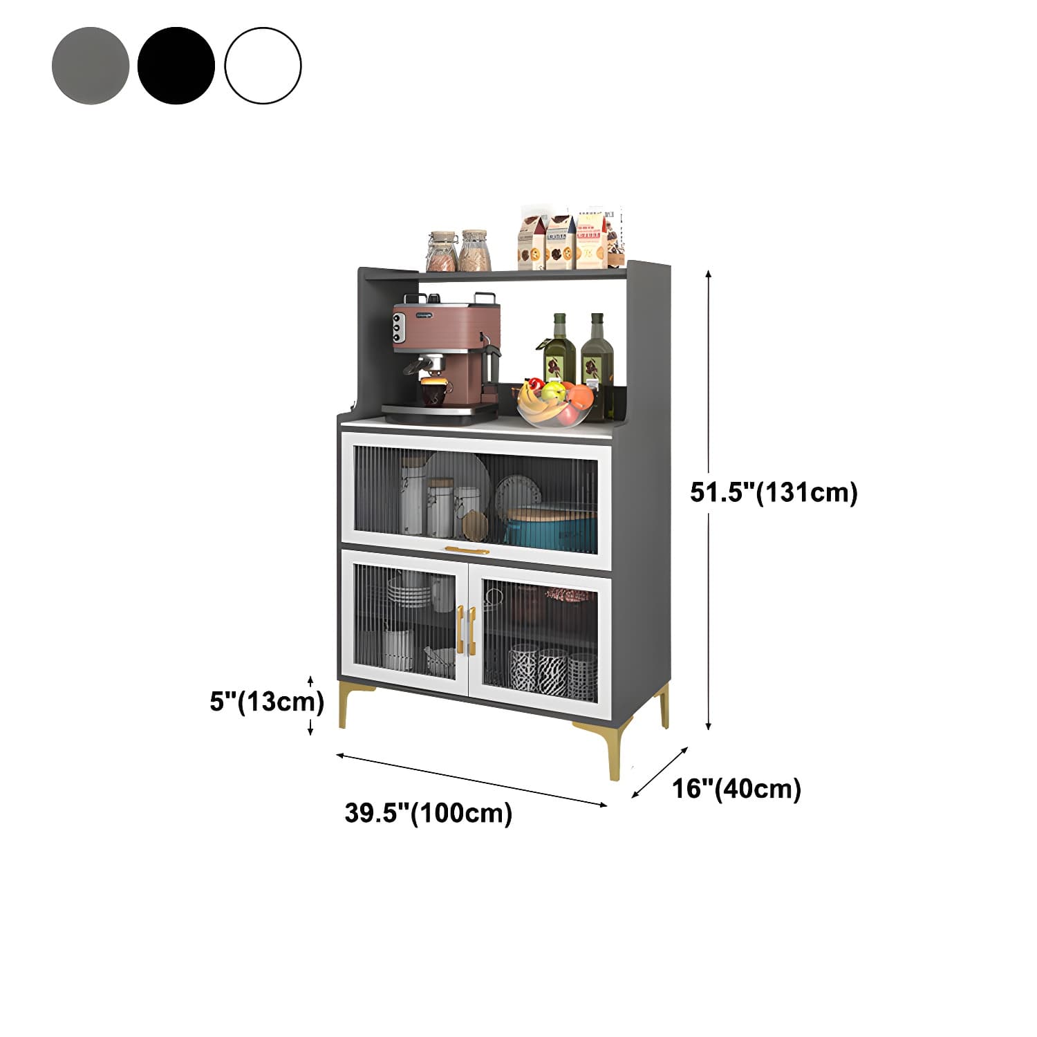 Sintered Stone Countertop Dining Server Manufactured Wood Kitchen Server with Glass Doors - image 19