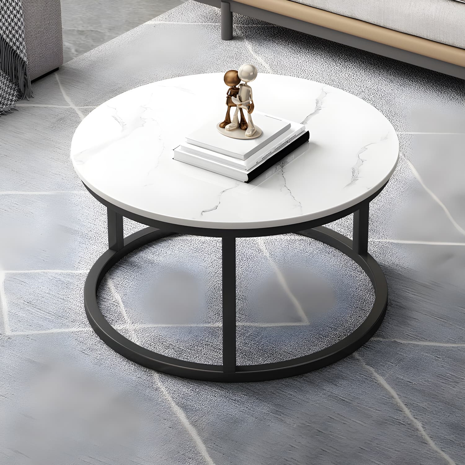 Contemporary Nesting Coffee Table Set Stone Frame Coffee Table Set - image 7