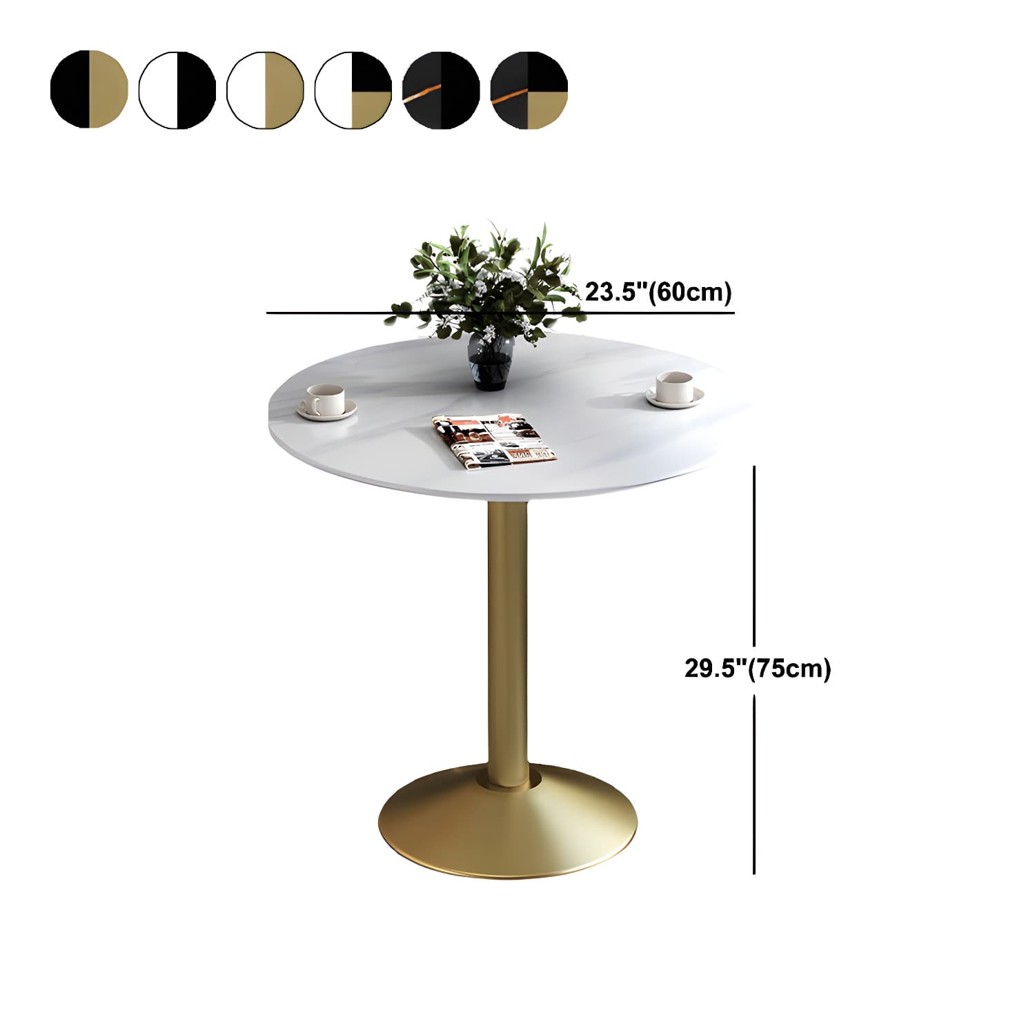 Round Sintered Stone Top Table Contemporary Metal Base Dining Table - image 16