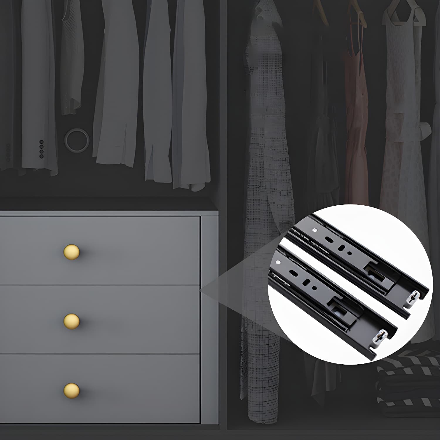 Modern Wardrobe Closet Grey Engineered Wood Wardrobe Cabinet - image 6