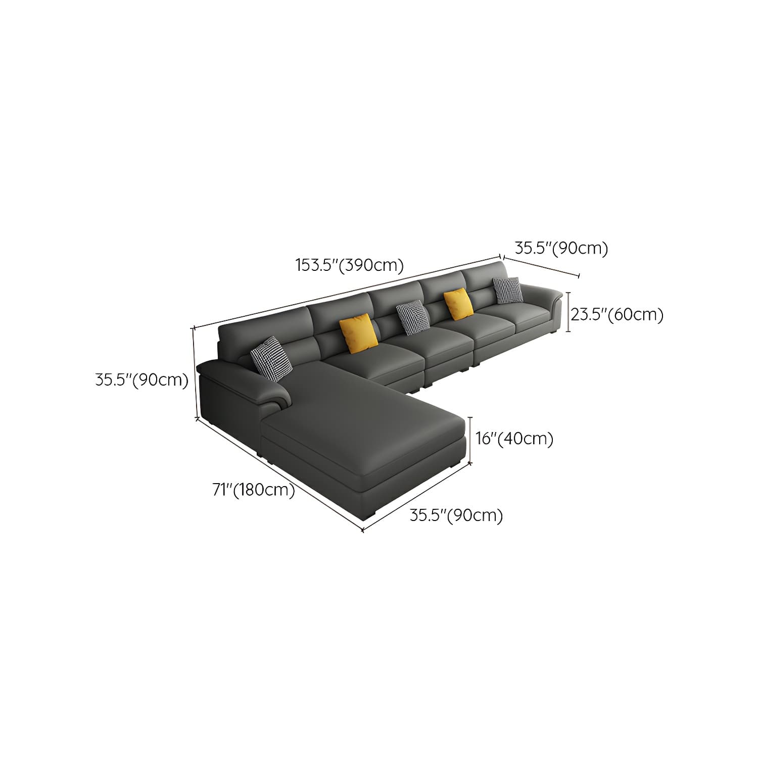 Modern Black Sectional Sofa with Pillow Top Arm and Cushion Back - image 20