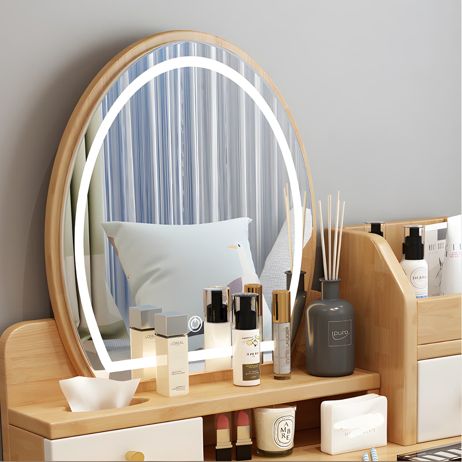 Traditions Dressing Table Bedroom Solid Wood with Drawer Mirror Make-up Vanity - image 11