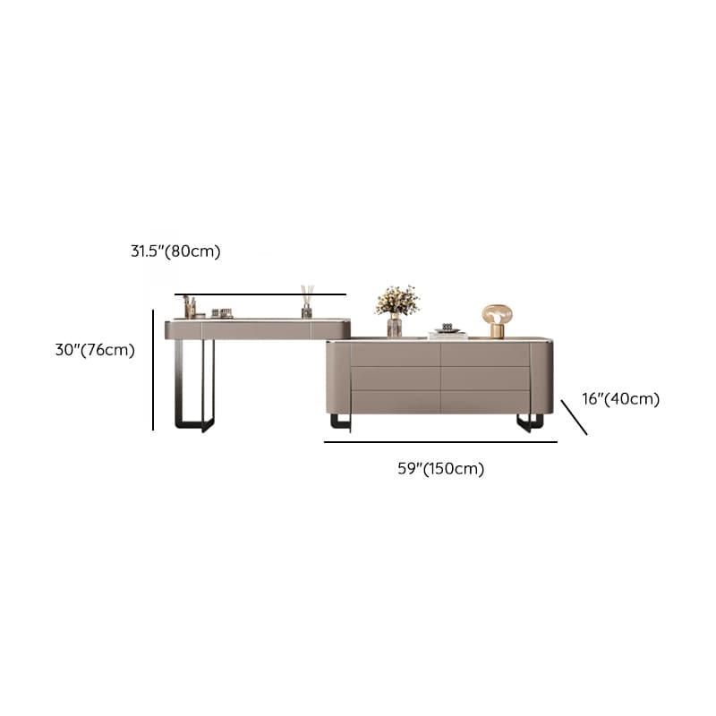 Vanity Set in Tan with 7 Drawers, Scalable and Push-Pull Features - image 16