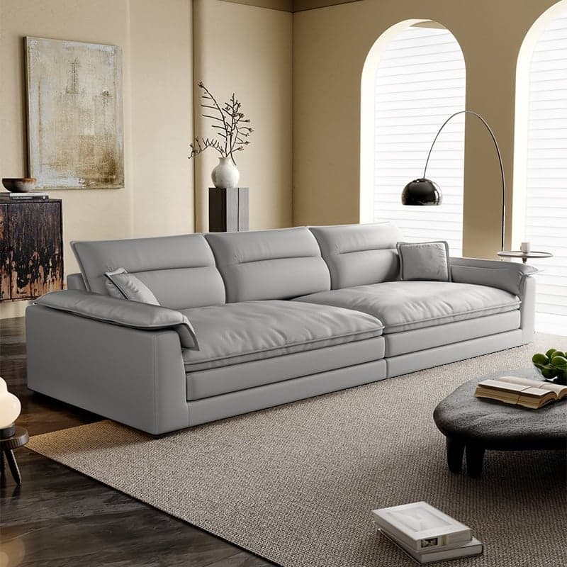 Modish Solid Color Water Resistant Standard Sofa in Light Gray/White/Light Brown with Seats 3/2-seater and 2 Pillows - image 6