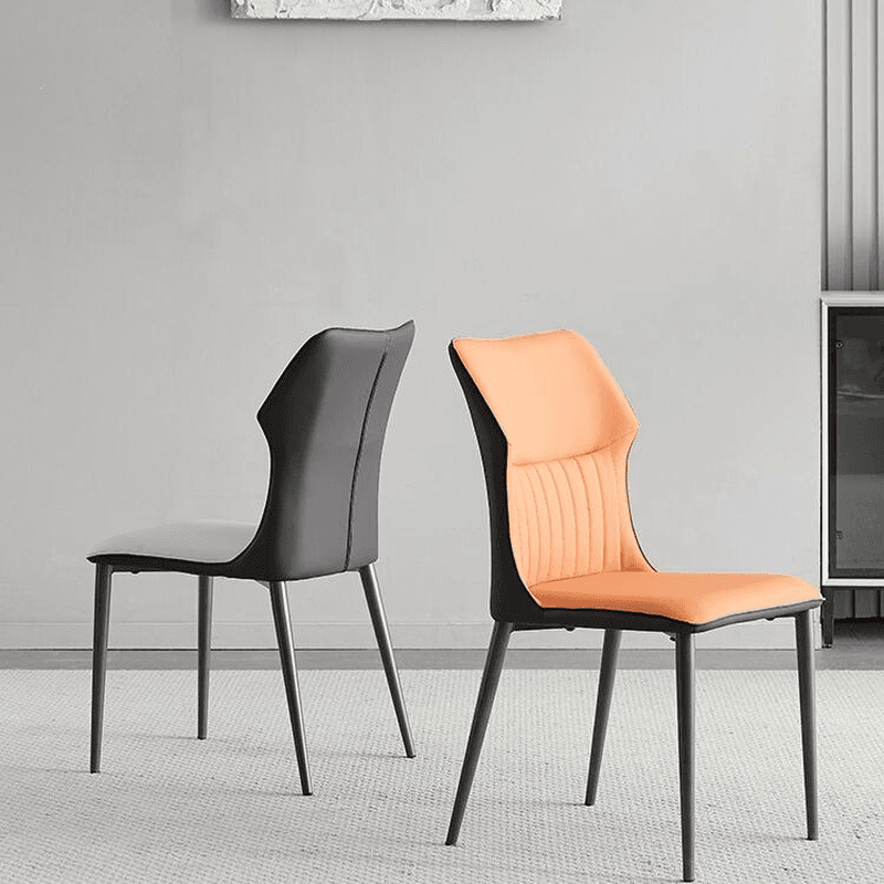 Minimalist Side Chair with Closed Back, Padded Upholstery, and Ink Metal Legs - image 8