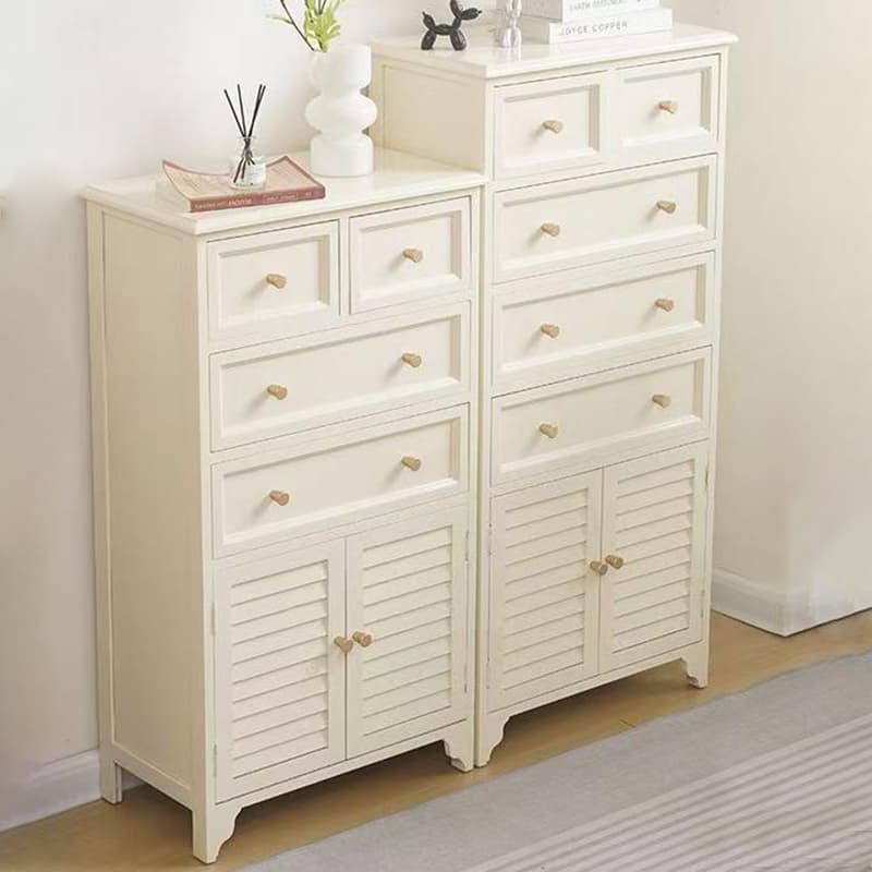 Rectangular Damp-proof Accent Cabinet with Storage Drawer, Closet, Glazed Door, Cabinet Knobs in Chalk/Brown/Wood Color - image 7