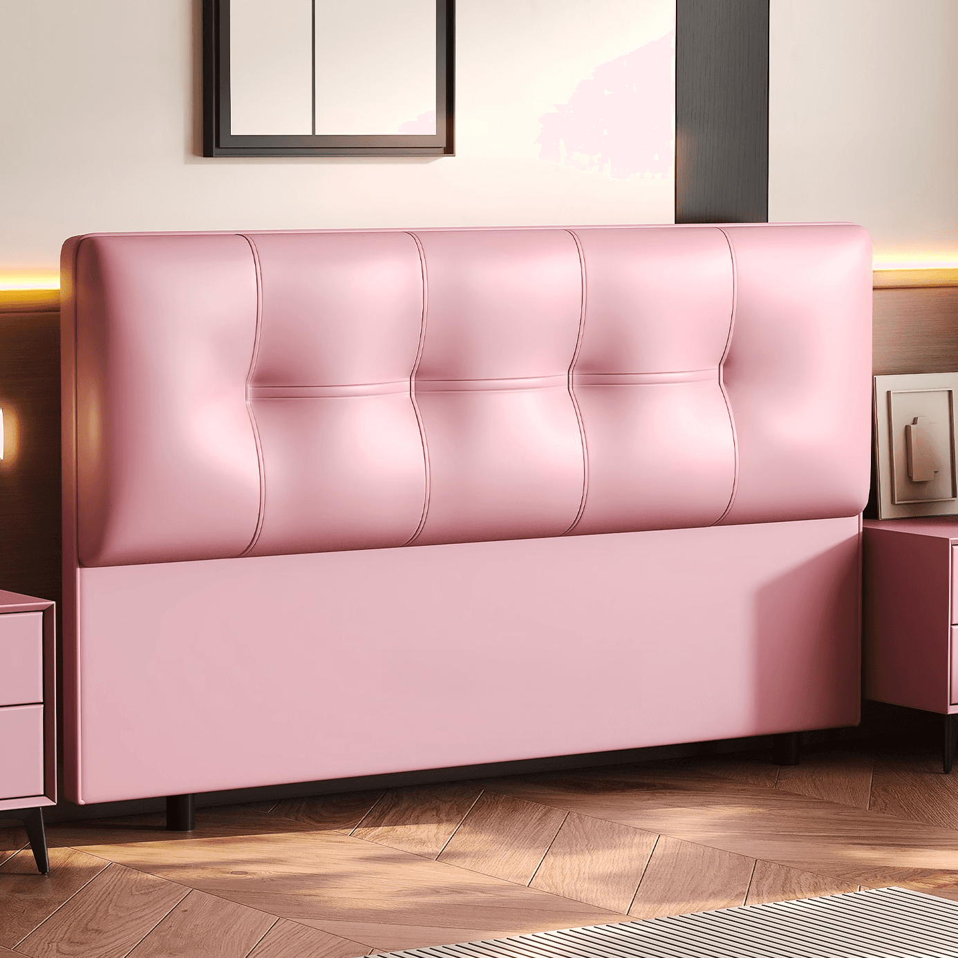 Simplistic Style Panel Headboard with No Distressing, Piled Tufted Rectangular Design for King/Queen/Full Bed, Featuring Sponge Upholstery and Standard Height - image 8