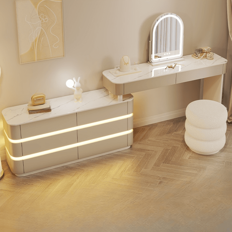 Art Deco Lumber Standard Length Makeup Vanity with Standing Mirror - image 4