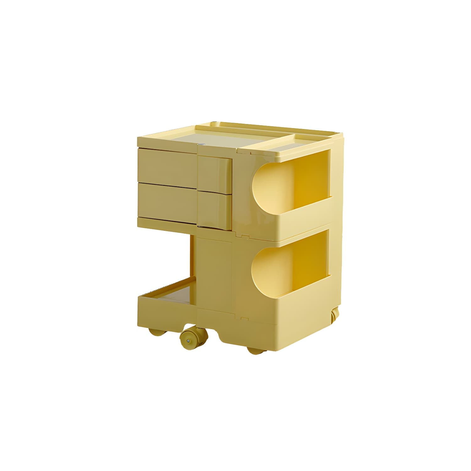 Modern Plastic Night Table Open Storage Night Stand with Wheels - image 9
